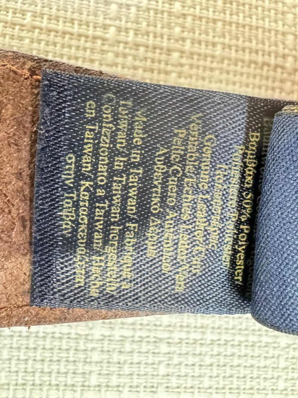 Brooks Brothers Flamingo Embroidered Canvas Leather Belt Navy  Stripe Mens 36 - Picture 5 of 7